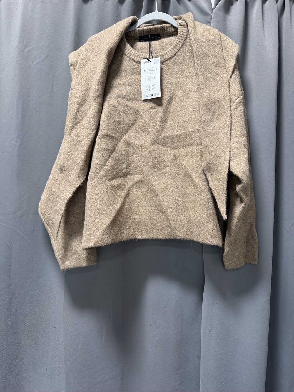 Zara Knit Scarf Jumper Sweater With Scarf Detail - M - Picture 6 of 12